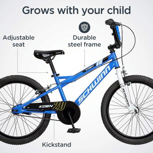  Schwinn Koen & Elm Toddler and Kids Bike, 20-Inch Wheels, Training Wheels Not Included, Blue