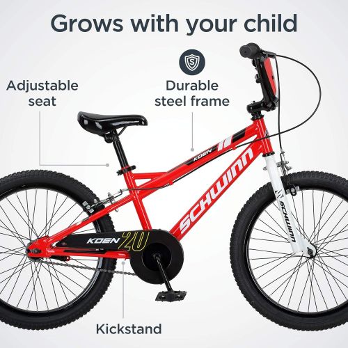  Schwinn Koen & Elm Toddler and Kids Bike, 20-Inch Wheels, Training Wheels Not Included, Red