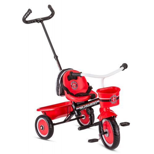  Schwinn Easy-Steer Tricycle with Push/Steer Handle, ages 2 - 4, red & white, toddler bike