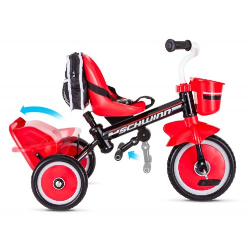  Schwinn Easy-Steer Tricycle with Push/Steer Handle, ages 2 - 4, red & white, toddler bike