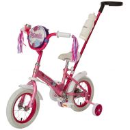 Schwinn Petunia and Grit Steerable Kids Bikes, Featuring Push Handle for Easy Steering, Training Wheels, Enclosed Chain Guard, Quick-Adjust Seat, and 12-Inch Wheels, in Pink/White