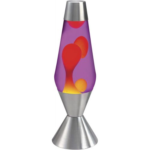  [아마존핫딜][아마존 핫딜] Schylling Lava the Original 16.3-Inch Silver Base Lamp with Yellow Wax in Purple Liquid