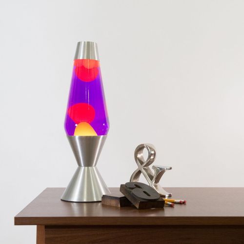  [아마존핫딜][아마존 핫딜] Schylling Lava the Original 16.3-Inch Silver Base Lamp with Yellow Wax in Purple Liquid