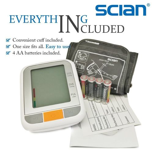  Scian LD-576 Talking Blood Pressure Monitor Kit with Upper Arm Cuff,FDA Certified Digital BP Machine with 2 Language Automatically Measure Pulse Diastolic Systolic with Large Backl