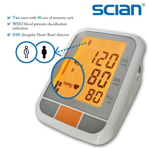  Scian LD-576 Talking Blood Pressure Monitor Kit with Upper Arm Cuff,FDA Certified Digital BP Machine with 2 Language Automatically Measure Pulse Diastolic Systolic with Large Backl