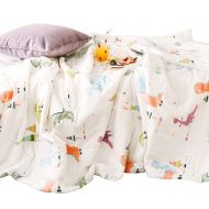 Scientific Sleep Boys & Girls Cute Dinosaur Muslin Cotton Quilt Comforter Lightweight Bedding Coverlet Throw Blanket Twin for Kids Bedroom Decoration Gift (Twin 59 X 78, Dinosaur)