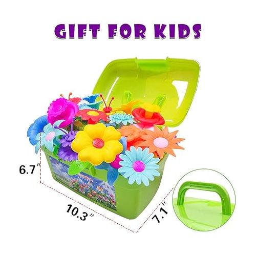  Scientoy Flower Garden Building Toys, Girl Toys Build a Garden, 130 PCS Flower Pretend Gardening Gift for Kids, Floral Arrangement Playset for Age 3-7 Year Old Child Educational Activity