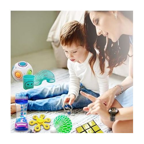  Scientoy Fidget Toy Set, 35 Pcs Sensory Toy for ADD, OCD, Autistic Children, Adults, Anxiety Autism to Stress Relief and Anti Anxiety with Motion Timer, Perfect for Classroom Reward with Gift Box