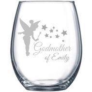 ScollonStudio Personalized Godmother Gift, Wine Glass with Fairy Godmother Design, Elegant Will You Be My Godmother Gift, Godmother Wine Glass