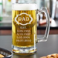 ScollonStudio Dad Established Beer Mug, Dad Beer Glass, Etched Dad Beer Glass, Dad Gift, Fathers Day Gift, Beer Glass, Dad, Fathers Day,Dad Birthday