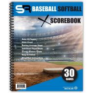 Score It Right Big Blue Baseball/Softball Scorebook ? Premium Score Keeping Book ? 16 Player - 30 Game Scorebook with Pitch Count, Individual Player Stats, Batting Average Chart