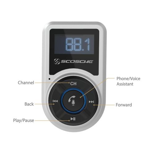  SCOSCHE BTFM3SR-SP BTFREQ Universal Bluetooth Hands-free Car Kit with FM Transmitter and 10-Watt USB Car Charger, Silver