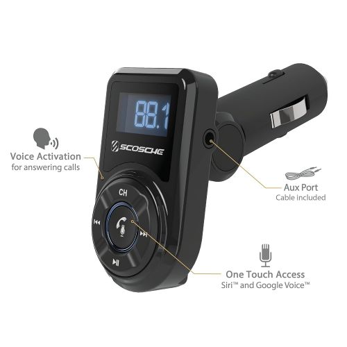  SCOSCHE BTFM3 BTFREQ Universal Bluetooth Hands-free Car Kit with FM Transmitter and 10-Watt USB Car Charger, Black