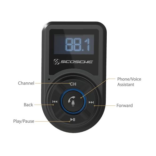  SCOSCHE BTFM3 BTFREQ Universal Bluetooth Hands-free Car Kit with FM Transmitter and 10-Watt USB Car Charger, Black