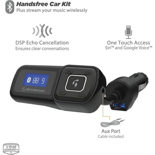  [아마존베스트]Scosche SCOSCHE BTFM BTFREQ Universal Bluetooth Hands-Free Car Kit with Digital FM Transmitter and 10-Watt USB Car Charger - Black