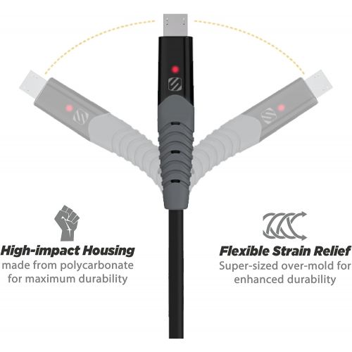  SCOSCHE StrikeLine LED 6 Rugged Charge & Sync Cable for Micro USB Devices - Black
