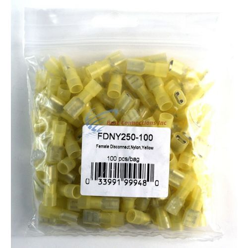  1000 pcs Yellow Female Disconnect Nylon 12-10 gauge AWG 14 Audio Video Scosche