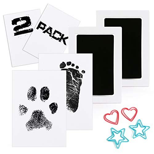  [아마존베스트]Scotamalone 2 Packs Baby Handprint and Footprint Ink Pads - Large Size - Pet Paw Print Ink Kits -...