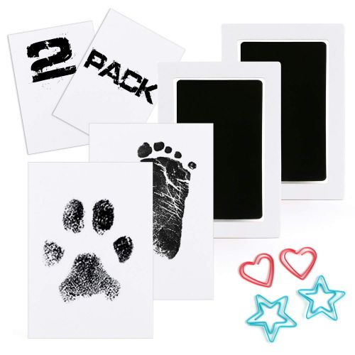  [아마존베스트]Scotamalone 2 Packs Baby Handprint and Footprint Ink Pads - Large Size - Pet Paw Print Ink Kits -...