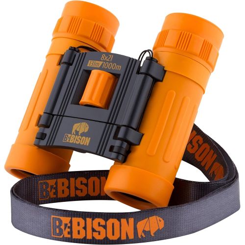  [아마존베스트]BeBison Binoculars for Kids and Adults - 8x21 High Resolution Real Optics - Compact Folding Shockproof Kids Binoculars for Bird Watching - Spy Games - Outdoor Play for Boys and Gir