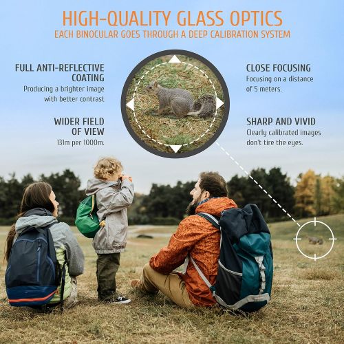  [아마존베스트]BeBison Binoculars for Kids and Adults - 8x21 High Resolution Real Optics - Compact Folding Shockproof Kids Binoculars for Bird Watching - Spy Games - Outdoor Play for Boys and Gir