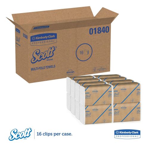  [아마존 핫딜]  [아마존핫딜]Scott Essential Multifold Paper Towels (01840) with Fast-Drying Absorbency Pockets, White, 16 Clips / Case, 250 Sheets / Clip, 4,000 Towels / Case