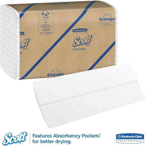  [아마존 핫딜]  [아마존핫딜]Scott 01510 C-Fold Towels, Absorbency Pockets, 10 1/8 x 13 3/20, White, 200 per Pack (Case of 12 Packs)
