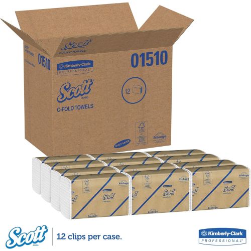  [아마존 핫딜]  [아마존핫딜]Scott 01510 C-Fold Towels, Absorbency Pockets, 10 1/8 x 13 3/20, White, 200 per Pack (Case of 12 Packs)