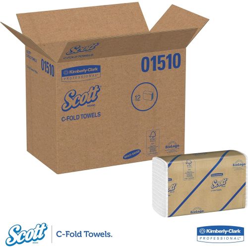  [아마존 핫딜]  [아마존핫딜]Scott 01510 C-Fold Towels, Absorbency Pockets, 10 1/8 x 13 3/20, White, 200 per Pack (Case of 12 Packs)