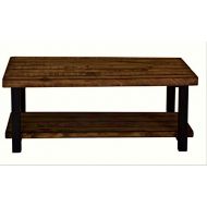 Scott Living Summerland Planked Top Coffee Table Rustic Brown and Black