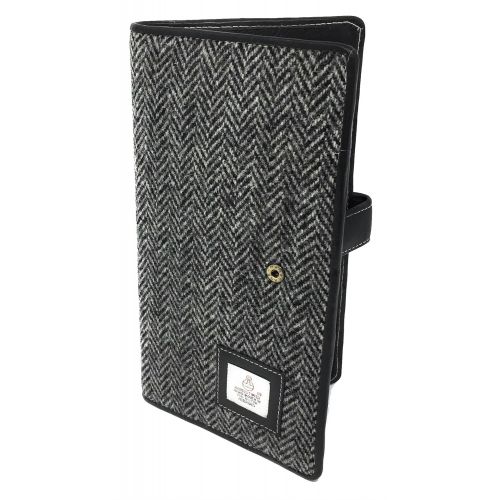  Scott and MacKenzie Tradtional Black and Grey Herringbone Harris Tweed Travel Wallet