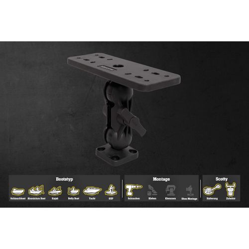  Scotty 0163 Ball-Mount Fish Finder and Universal Mounting Plate , Black , Large