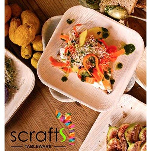 7 Square Disposable Palm Leaf Plates by Scrafts - Compostable,Biodegradable Heavy Duty Dinner Party Plate - Comparable to Bamboo Wood - Elegant Plant Based Dishware: (25 Pack) …