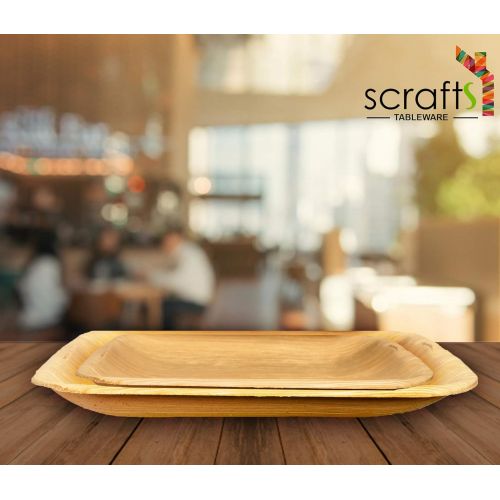  7 Square Disposable Palm Leaf Plates by Scrafts - Compostable,Biodegradable Heavy Duty Dinner Party Plate - Comparable to Bamboo Wood - Elegant Plant Based Dishware: (25 Pack) …