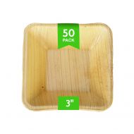 Scrafts 3 Square Disposable Palm Leaf Plates by Compostable,Biodegradable Heavy Duty Dinner Party Plate/Bowl - Comparable to Bamboo Wood - Elegant Plant Based Dishware: (50 pcs Pac