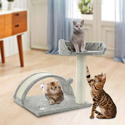  ScratchMe Tree Condo with Scratching Post, Cat Tower Pet Play House with Toy