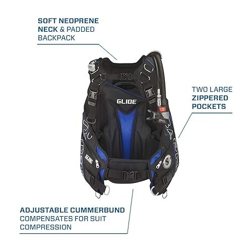 스쿠버프로 Scubapro Glide Diving BCD with 5th Generation Air2 Octopus/Inflator (Black/Gray, Large)