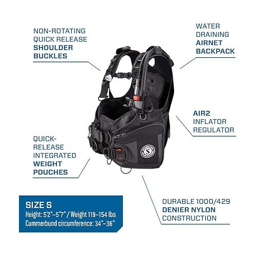 스쿠버프로 Scubapro X-Black BCD Buoyancy Compensator Device with Air2