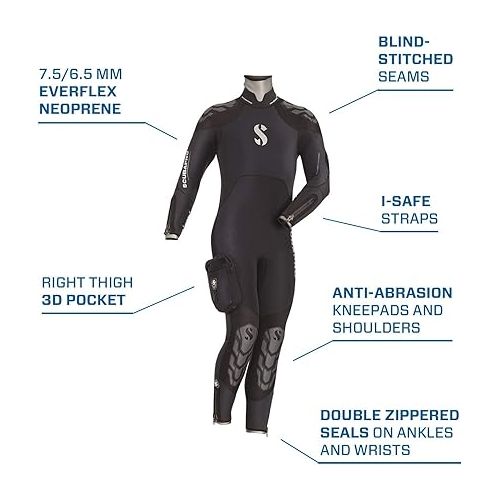 스쿠버프로 Scubapro Men's NovaScotia Steamer with Hood Wetsuit with 7.5mm Thickness