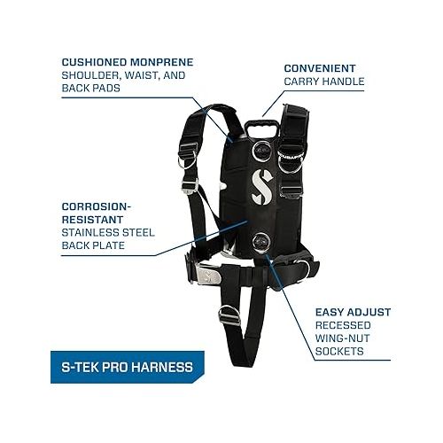 스쿠버프로 Scubapro S-Tek Pro Harness with Back Plate - Black/Metalic Red