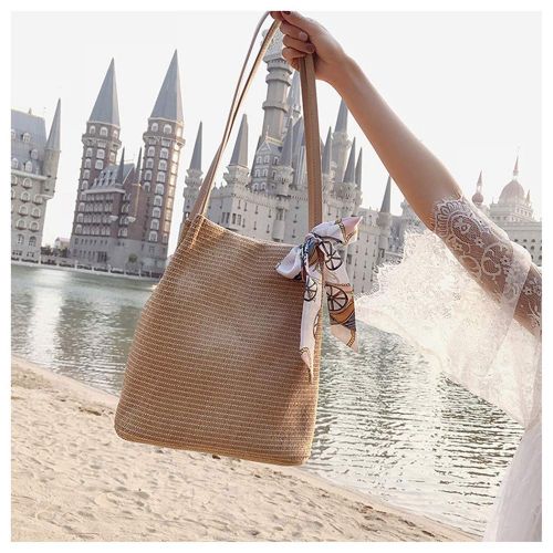  Sdcvopl Womens Handbag Straw Bucket Bag Rattan Bag Simple Wild Straps Holiday Beach Bag Fashion Tide Handbag Cute Handbag