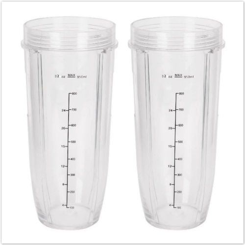  Sduck Replacement Parts for Nutri Ninja Blender, 2x Jumbo 32 oz Cups with Sip & Seal Lids For 1000w Auto-iQ and Duo Blenders Nutri Ninja Blender