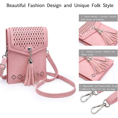  [아마존 핫딜] [아마존핫딜]SeOSTO seOSTO Womens Small Crossbody Bag, Tassel Cell Phone Purse Holder Wallet