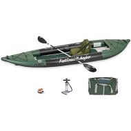 385FTA Fasttrack Angler 1-2-Person Inflatable Hunter Green Fishing Kayak-External Rigid Inflatable Keel, Rugged Hull Material, Non-Slip Padded Floor, Stitch Floor w/Seat(s), Paddle(s), Pump & Bag