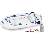 Sea Eagle SE9 Lightweight Inflatable Boat with Inflatable Floor, 5' Oar Set, Boat Bag, Electric Pump, 2 Seats Great for Boating, Motoring, Rowing, Fishing & Yacht Tending
