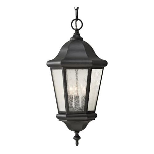  Sea Gull Lighting OL5911BK Martinsville Three Light Outdoor Pendant Lantern, Black