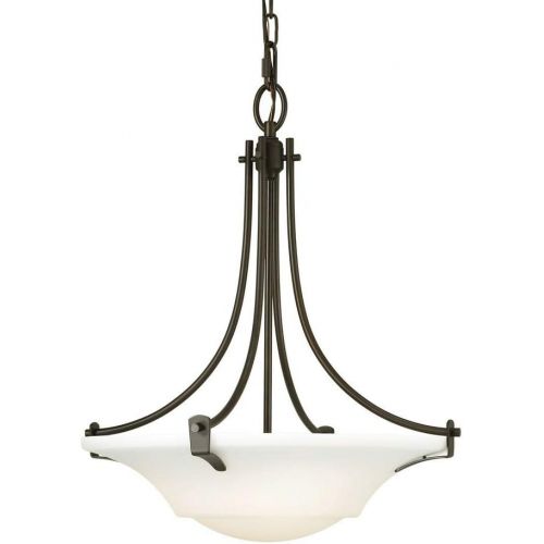  Feiss F22463ORB Barrington Glass Uplight Bowl Pendant Lighting, Bronze, 3-Light (18Dia x 21H) 300watts