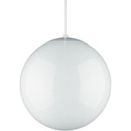 Sea Gull Lighting 6024-15 Hanging Globe One-Light Pendant with Smooth White Glass Diffuser, White Finish