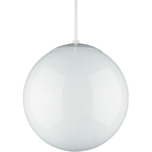  Sea Gull Lighting 6024-15 Hanging Globe One-Light Pendant with Smooth White Glass Diffuser, White Finish