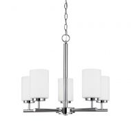 Sea Gull Lighting 31161-05 Oslo Five-Light Chandelier with Cased Opal Etched Glass Shades, Chrome Finish